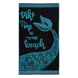 Πετσέτα Θαλάσσης 86x160 Lino Beach Time Black-Petrol