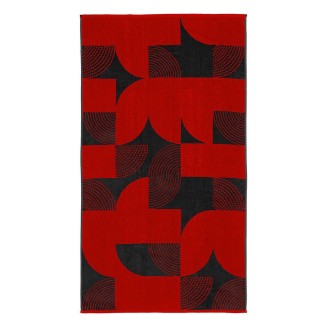 Πετσέτα Θαλάσσης 86x160 Lino Geometrico DGrey-Red