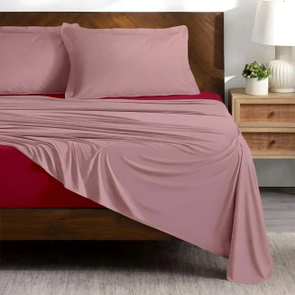 Σεντόνια Σετ Υπέρδιπλα 240x260 Lino Doble Pink-Red