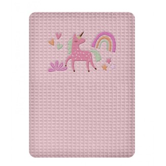 Κουβέρτα Πικέ Κούνιας 110x140 Adam Home Unicorn Opal Rose