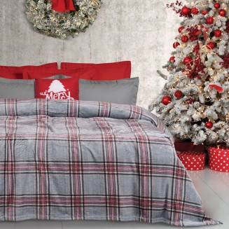 Κουβέρτα Fleece Υπέρδιπλη 220x240 Das Home 1362 Grey-Red