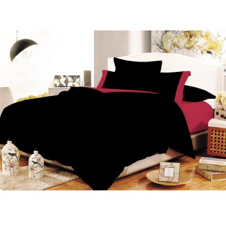 Σεντόνια Σετ Μονά Με Λάστιχο 100x200+20 Κόμβος Cotton Line Black-Red