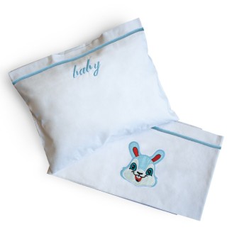 Σεντόνι Σετ Κέντημα Κούνιας 120x160 SB Home Bunny Blue