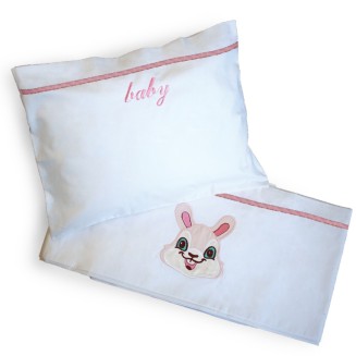 Σεντόνι Σετ Κέντημα Κούνιας 120x160 SB Home Bunny Pink