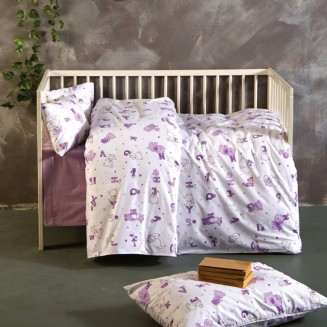 Σεντόνια Σετ Λίκνου 75x110 2 Τεμαχίων SB Home Alphabet Lilac