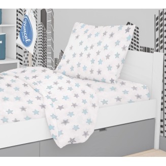 Μαξιλαροθήκη 50x70 Dimcol Εμπριμέ Kids Star 104 Sky Blue