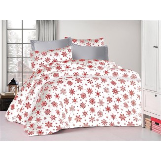 Πάπλωμα Μονό 160x240 Dimcol Εμπριμέ Snowflake 462 White-Red