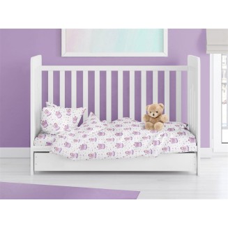 Πάπλωμα Φανέλα Κούνιας 120x160 Dimcol Εμπριμέ Bebe Fairy 86 White-Lilac