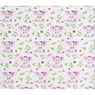 Σεντόνι Μεμονωμένο Λίκνου 80x110 Dimcol Bebe Elephant 173 White-Pink