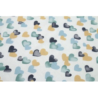 Σεντόνι Μεμονωμένο Λίκνου 80x110 Dimcol Bebe Hearts 11 Grey-Green