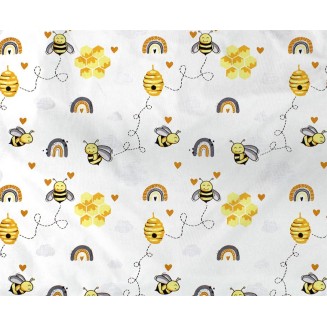 Σεντόνι Μεμονωμένο Λίκνου 80x110 Dimcol Bebe Honey Bee 545 White-Yellow