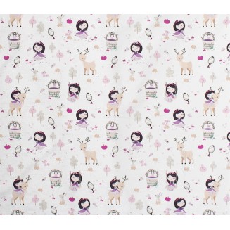 Σεντόνι Μεμονωμένο Λίκνου 80x110 Dimcol Bebe Lily & Deer 179 White-Pink