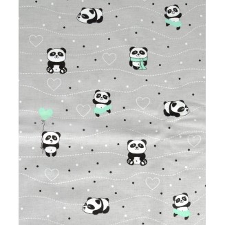 Σεντόνι Μεμονωμένο Λίκνου 80x110 Dimcol Bebe Panda 112 Grey-Green