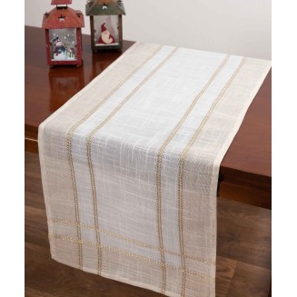 Τραπεζομάντηλο Χριστουγενιάτικο 160x220 Silk Fashion 2448 Ivory