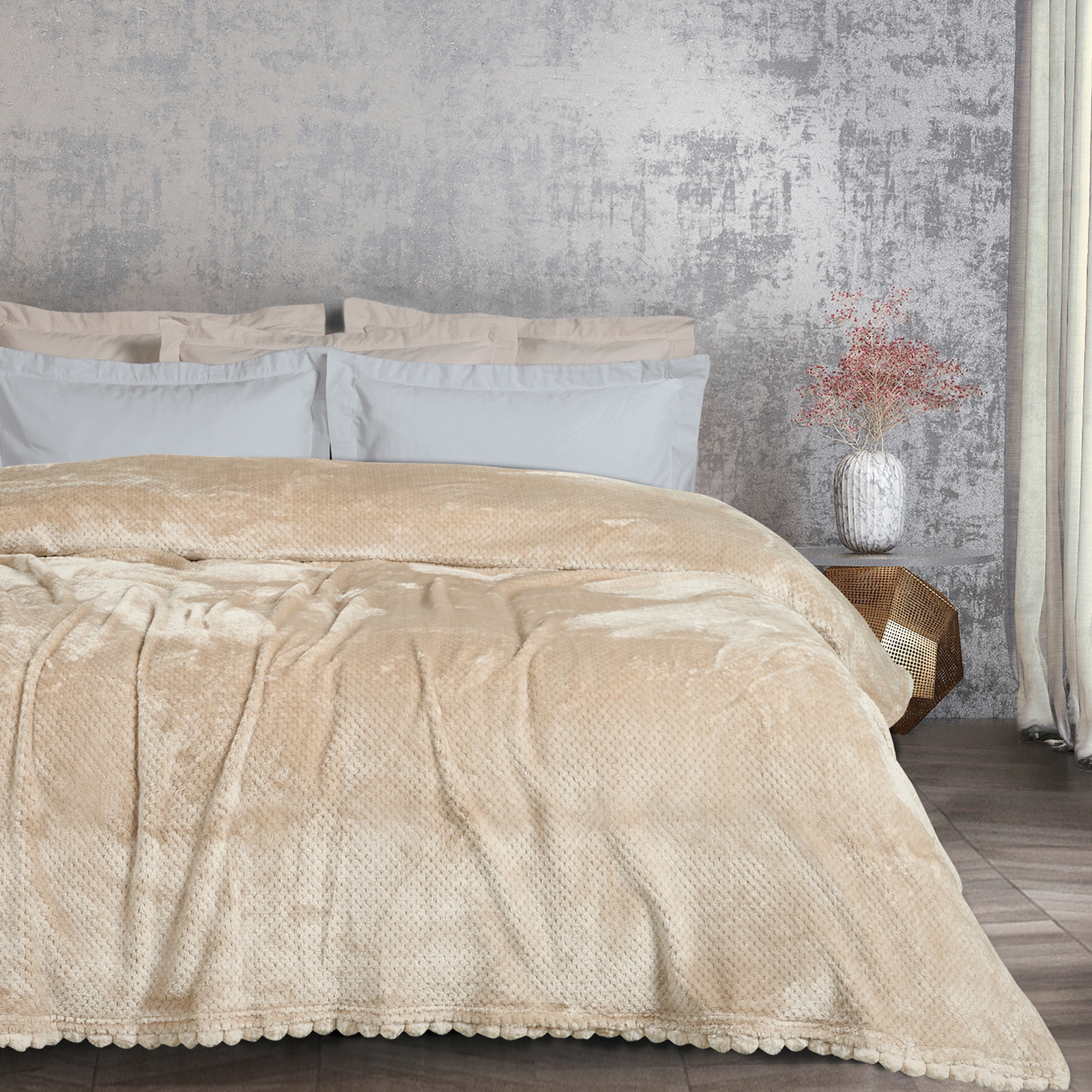 DAS HOME ΚΟΥΒΕΡΤΑ FLEECE 220Χ240 1187 BEIGE