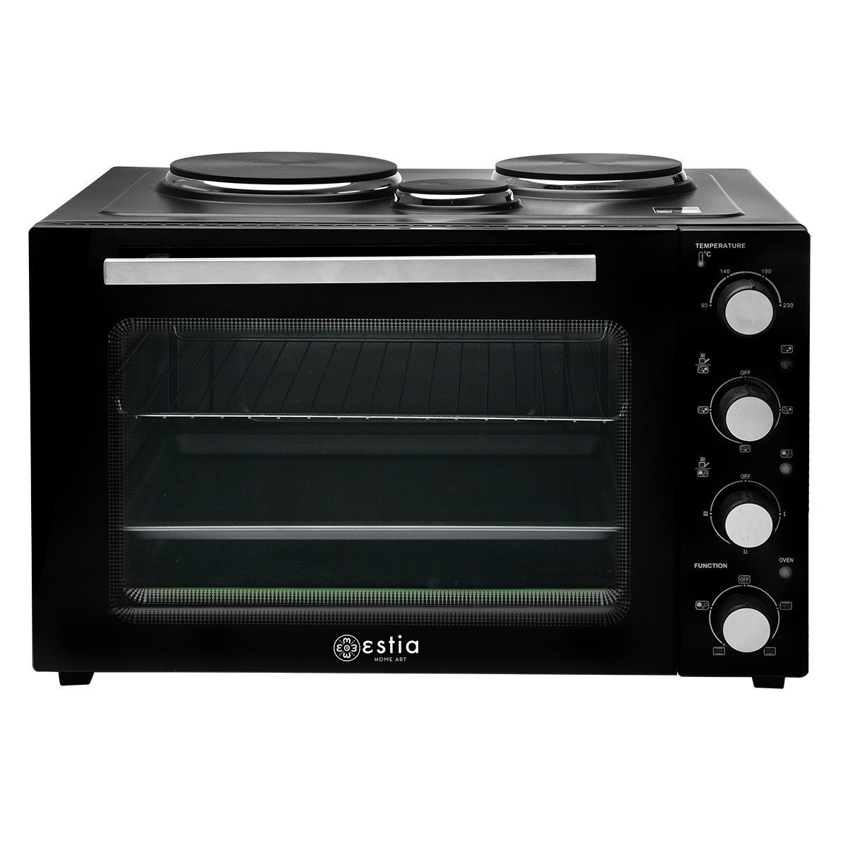 ESTIA ΗΛΕΚΤΡΙΚΟ ΦΟΥΡΝΑΚΙ COMPACT COOKER 2950W 48lt ΜΕ 3  ΕΣΤΙΕΣ ΚΑΙ ΛΕΙΤΟΥΡΓΙΑ ΑΕΡΑ