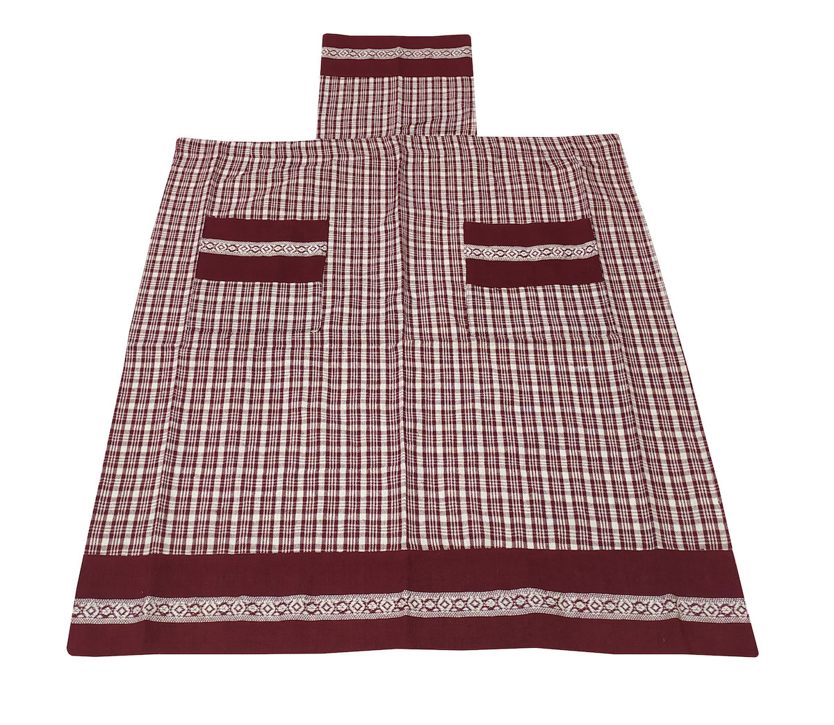 Ποδιά Υφαντή ΚΟΜΒΟΣ Ολόσωμη 100% Cotton VINTAGE Bordeaux 60x80