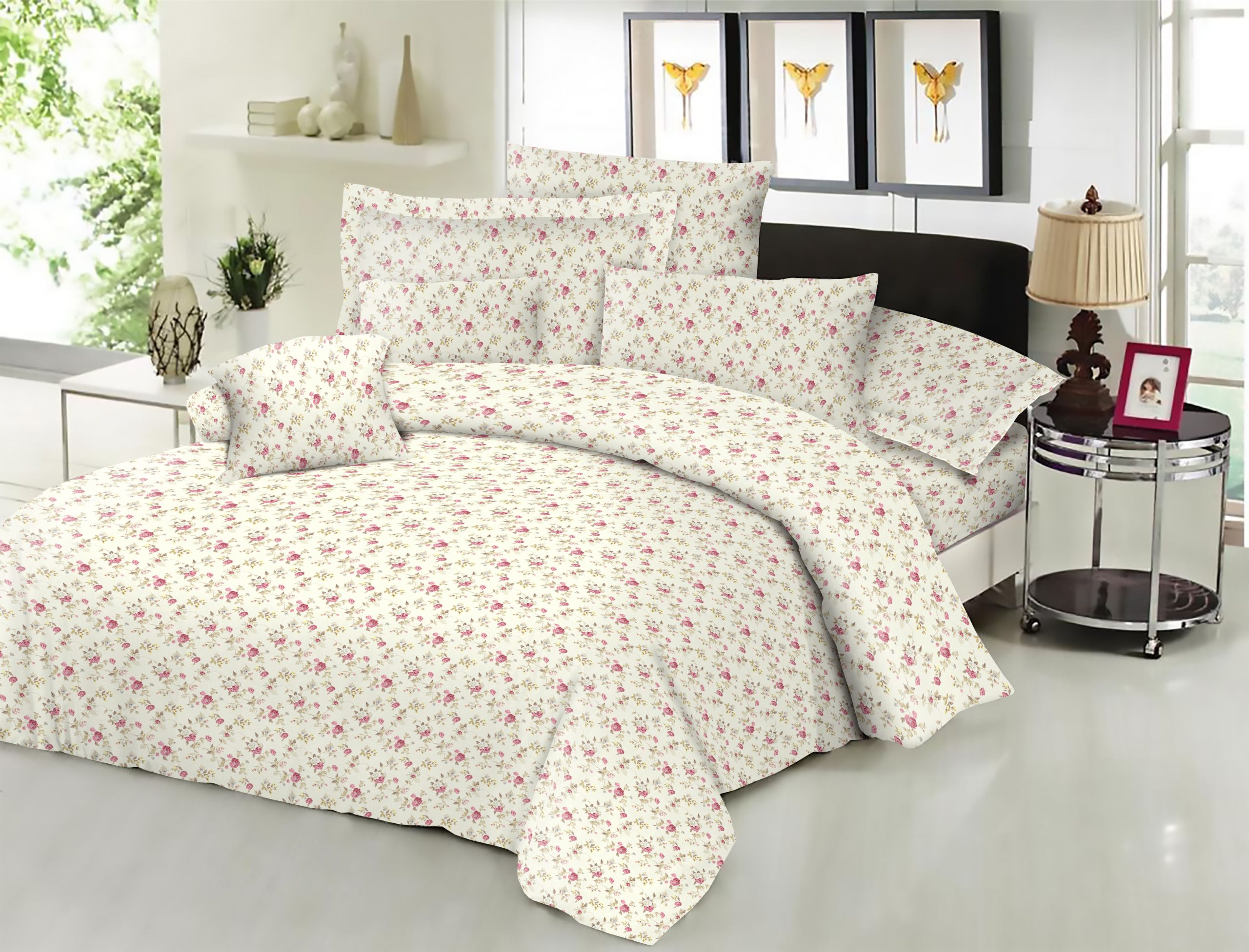 Ζεύγος μαξιλαροθήκες ΚΟΜΒΟΣ Cotton Line Printed Spring Cream 50x70